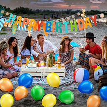 Load image into Gallery viewer, 38 Pieces Surf Up Happy Birthday Garland Summer Banner Surfboard Cupcake Toppers Different Color Latex Balloons for Swimming Pool Summer Beach Party Birthday Baby Shower Party Supplies
