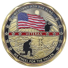 Load image into Gallery viewer, AtSKnSK US Military Challenge Coin Veteran Coin - Stand for The Flag, Kneel for The Fallen
