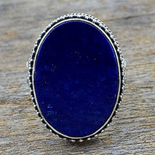 Load image into Gallery viewer, NOVICA Lapis Lazuli .925 Sterling Silver Oval Cocktail Ring 'Pool of Memories'
