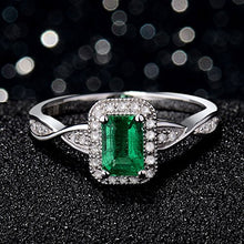 Load image into Gallery viewer, Lanmi 14K White Gold Natural Green Emerald Diamonds Rings Engagement Promise for Women
