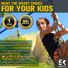 Load image into Gallery viewer, Sportivikids Ninja Warrior Obstacle Course for Kids Outside with Swing Set - 50' Ninja Slackline Hanging Activities Accessories, Monkey Bars &amp; Ladder for Girls &amp; Boys for Backyard - Outdoor Playsets
