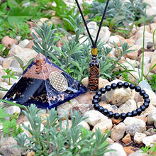 Load image into Gallery viewer, Orgone Pyramid Pendant | Emf Protection Positive Energy Generator | 3 in 1 Black Tourmaline Chakra Bracelet Orgonite Pyramid Pendant for Chakra Balance Deep Meditation Inner Mind Healing Empowerment
