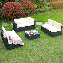 Load image into Gallery viewer, YITAHOME 7 Pieces Outdoor Conversation Set Patio Sectional Sofa PE Rattan Wicker Furniture Set Backyard Couch with Table &amp; Cushions for Porch Lawn Garden (Black)
