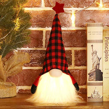 Load image into Gallery viewer, EDLDECCO Christmas Gnome with Light Timer 12 Inches Set of 2 Plaid Buffalo Check Nisse Figurine Plush Swedish Nordic Tomte Scandinavian Elf X'Mas Holiday Party Home Decor Ornaments (Red &amp; Black)
