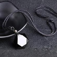 Load image into Gallery viewer, MENGLINA Black Obsidian Hexagram Natural Stone Necklace Translucent Ice Obsidian Wolf Tooth Amulet His and Hers Couples Necklace Lucky Love Pendant Necklace for Men Women
