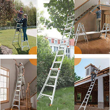 Load image into Gallery viewer, TACKLIFE Telescoping Ladder, 17 Feet Aluminum Extension Ladder with 2 Flexible Wheels, Safe Protective Switch, Non-Slip Rubber Feet, 300lb Capacity Multi-Use Ladder
