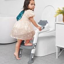 Load image into Gallery viewer, Toilet Potty Training Seat with Step Stool Ladder,SKYROKU Training Toilet for Kids Boys Girls Toddlers-Comfortable Safe Potty Seat with Anti-Slip Pads Ladder (Grey)
