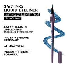 Load image into Gallery viewer, URBAN DECAY 24/7 Inks Liquid Eyeliner Pen – Water-Resistant, Smudge-Proof – Up to 24HR Wear – Ergonomic Grip – Vegan &amp; Cruelty Free – Deep End (Teal Shimmer, Brush Tip)
