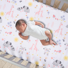 Load image into Gallery viewer, Lambs &amp; Ivy Jazzy Jungle 3-Piece Safari Animals Pink Baby Crib Bedding Set
