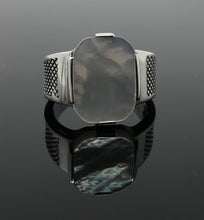 Load image into Gallery viewer, KAR 925K Stamped Sterling Silver Mother of Pearl Elegant Men's Ring K41V (11)
