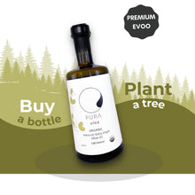 Load image into Gallery viewer, PURA olea PREMIUM Organic Extra Virgin Olive Oil, First Harvest, Cold Pressed, Unfiltered, Small Estate Sourced, Very High in Polyphenols and Fruity Taste 16.9 FL. OZ. (500 mL)

