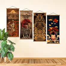 Load image into Gallery viewer, WEROUTE 4 Piece Japanese Warrior Canvas Samurai Wall Art Print Poster Artwork Home Decorations 16”x35”
