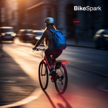 Load image into Gallery viewer, BikeSpark Auto-Sensing Rear Light G4R, USB Rechargeable, 240HRs, Precise Brake Sensing for Cargo Rack, Large Reflector, 50/80mm Screw Mounted, Easy Release, Made in Taiwan
