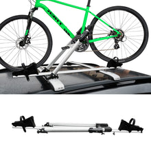Load image into Gallery viewer, Zibomm Universal Roof Mount Bike Rack, Fork Mount Bike Carrier for Roof Racks with Foldable Secure Ratcheting Arm &amp; Safe Locking, Aluminum Car Rooftop Bicycle Carrier 1 Bike Capacity Up to 38.5 lbs
