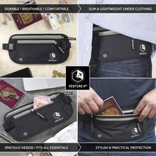 Load image into Gallery viewer, Slim Minimalist Design Money Belt, RFID Blocking for Men &amp; Women - Ideal for Keeping Your Cash, Credit Card, Passport, Phone Safe When Traveling (Black)
