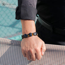Load image into Gallery viewer, Triple Protection Crystal Stone Bracelets for Men, Natural Black Tourmaline Mens Bracelet Beads Lava Tiger Eye Bracelet, HASKARE Healing Bracelet Unique Christmas Fathers Day Bracelet Gifts for Men
