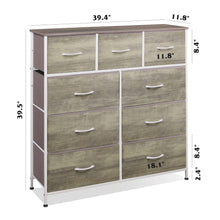 Load image into Gallery viewer, WLIVE 9-Drawer Dresser, Fabric Storage Tower for Bedroom, Hallway, Nursery, Closet, Tall Chest Organizer Unit with Fabric Bins, Steel Frame, Wood Top, Easy Pull Handle, Greige
