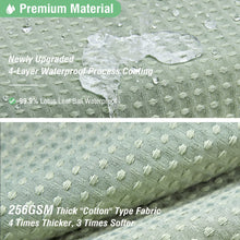 Load image into Gallery viewer, Dynamene Sage Green Shower Curtain - Waffle Textured Heavy Duty Thick Fabric Shower Curtains for Bathroom, 256GSM Luxury Weighted Polyester Cloth Bath Curtain Set with 12 Plastic Hooks，72Wx72H,Green
