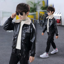 Load image into Gallery viewer, Children Jackets Boy Plush Thick Coat 2021 New Winter Casual Overcoat Kids for Boys Teenagers Outerwear Leather Coat Clothes
