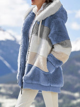 Load image into Gallery viewer, Winter Fashion Women's Coat New Casual Hooded Zipper Ladies Clothes Cashmere Women Jacket Stitching Plaid Ladies Coats

