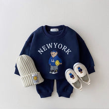 Load image into Gallery viewer, Korea 2023 Baby Boys Clothes Sets Letter Bear Girls Long Sleeve Casual Hoodie Sweatshirt+Pants 2pcs Kids Clothes Sports Suit New
