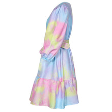 Load image into Gallery viewer, Summer new fashion tie-dye holiday Women Dress Short-sleeved Print show thin waist printing knee-length dress Party
