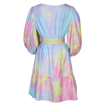 Load image into Gallery viewer, Summer new fashion tie-dye holiday Women Dress Short-sleeved Print show thin waist printing knee-length dress Party
