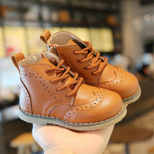 Load image into Gallery viewer, Children's Martin boots Boys fashionable side zipper mid-cut boots Soft sole comfortable baby toddler Keep warm shoes 21-30
