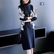 Load image into Gallery viewer, Thickened over knee knitted dress women's autumn and winter new wool dress
