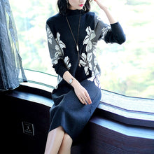 Load image into Gallery viewer, Thickened over knee knitted dress women's autumn and winter new wool dress

