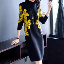 Load image into Gallery viewer, Thickened over knee knitted dress women's autumn and winter new wool dress
