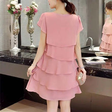 Load image into Gallery viewer, Chiffon Dress Women Summer Wave Cut Sweet Solid Short Sleeve Slim Casual Clothing Lady Plus Size M-5XL All-match Vestido Trendy
