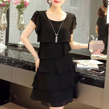 Load image into Gallery viewer, Chiffon Dress Women Summer Wave Cut Sweet Solid Short Sleeve Slim Casual Clothing Lady Plus Size M-5XL All-match Vestido Trendy
