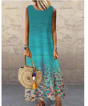 Load image into Gallery viewer, Women Print Long Dress 2022 Summer Casual Loose Sleeveless Dresses Sundress Female Elegant Robe Vintage Maxi Dresses Plus Size

