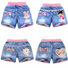 Load image into Gallery viewer, Girls Denim Shorts Summer Fashion Cute Shorts Floral Lace Wild Children's Pants Girls Denim Shorts Teen
