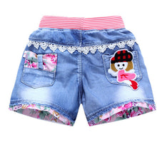 Load image into Gallery viewer, Girls Denim Shorts Summer Fashion Cute Shorts Floral Lace Wild Children's Pants Girls Denim Shorts Teen
